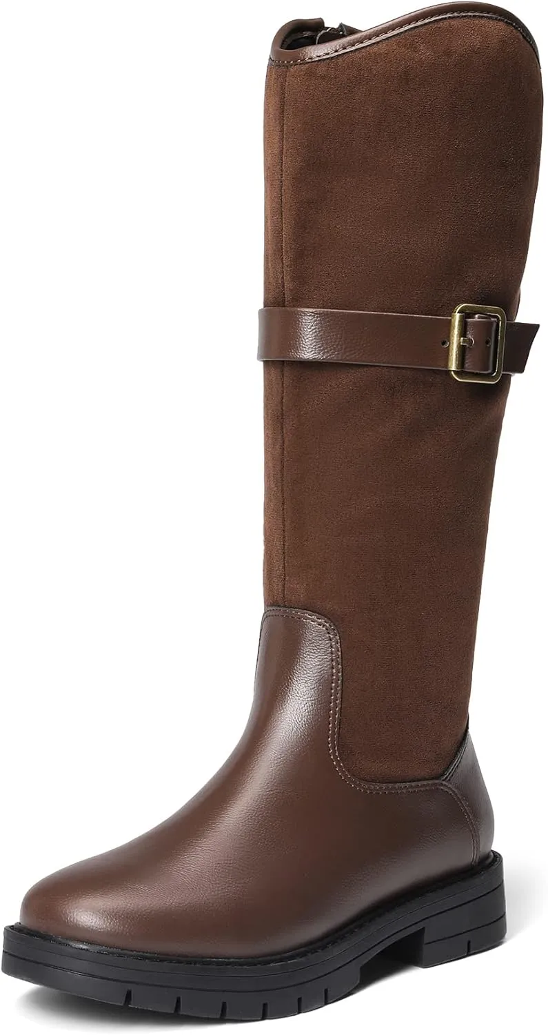 DREAM PAIRS Girls Knee High Buckle Fashion Riding Boots Little Kid/Big Kid