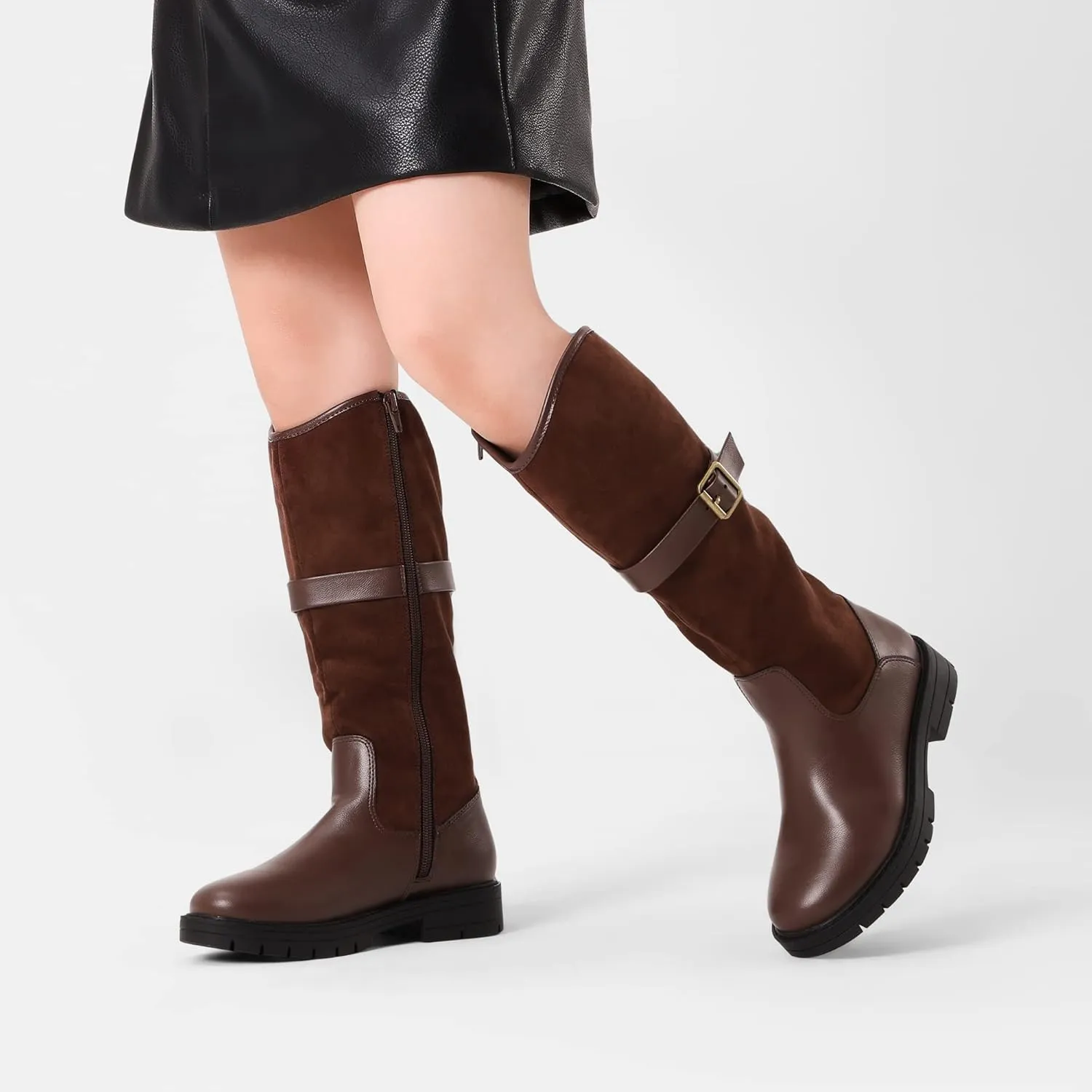 DREAM PAIRS Girls Knee High Buckle Fashion Riding Boots Little Kid/Big Kid