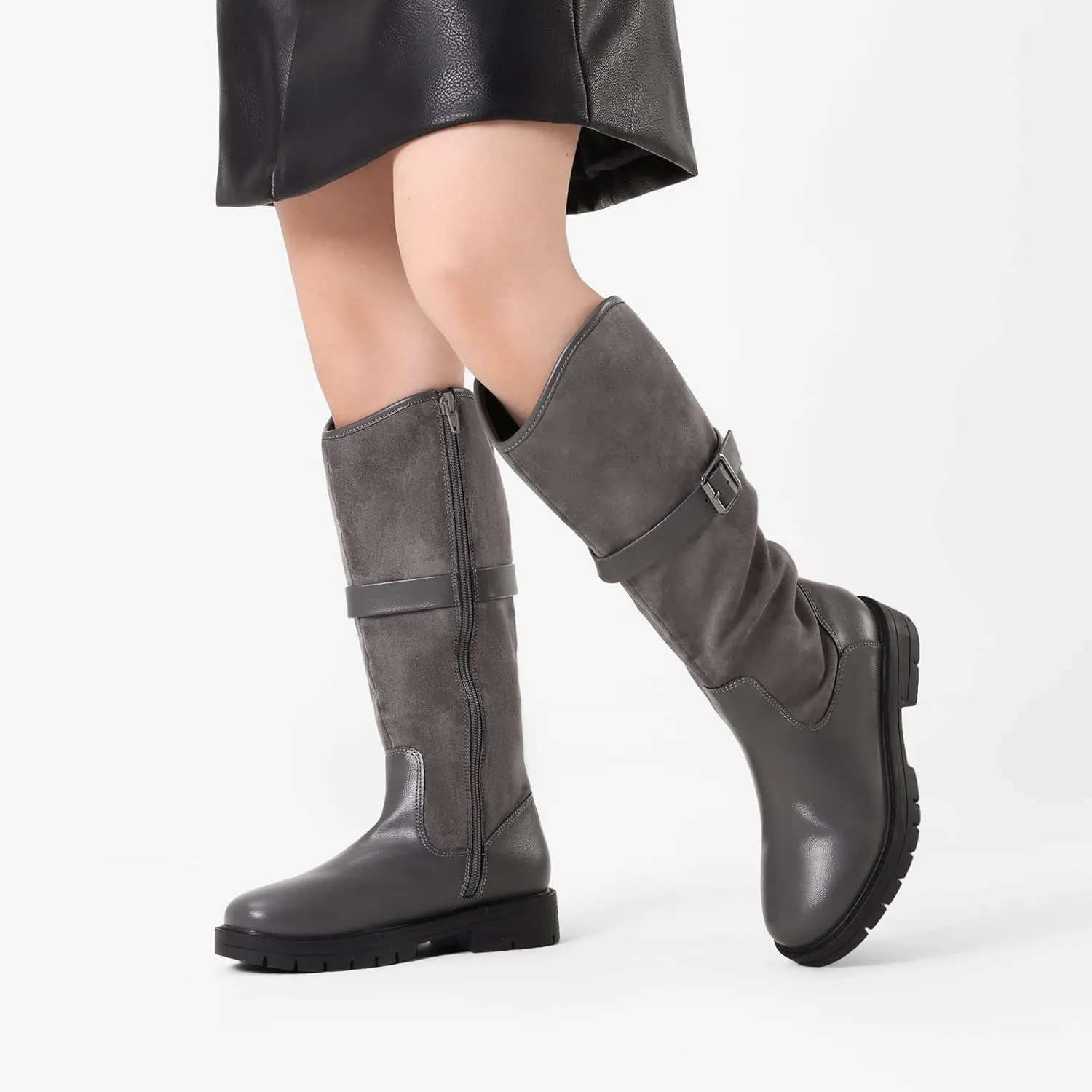 DREAM PAIRS Girls Knee High Buckle Fashion Riding Boots Little Kid/Big Kid