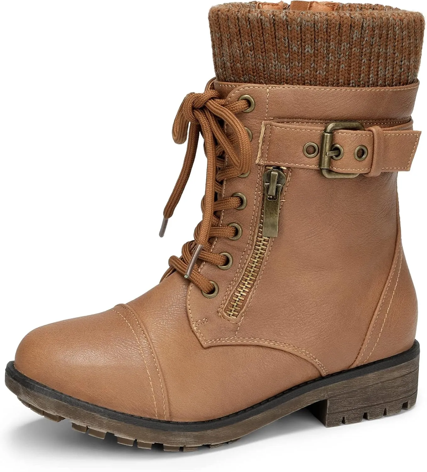 DREAM PAIRS Girl's Mid Calf Combat Ankle Lace up Boots