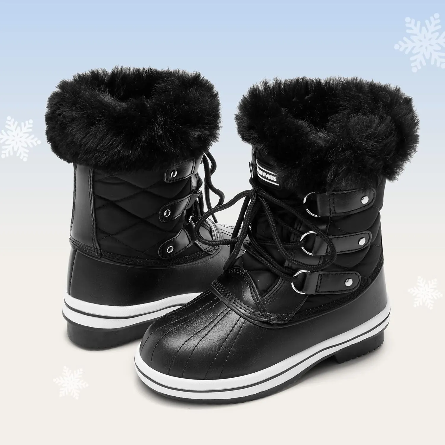 DREAM PAIRS Girls Mid-Calf Winter Snow Boots for Little Kids/Big Kids