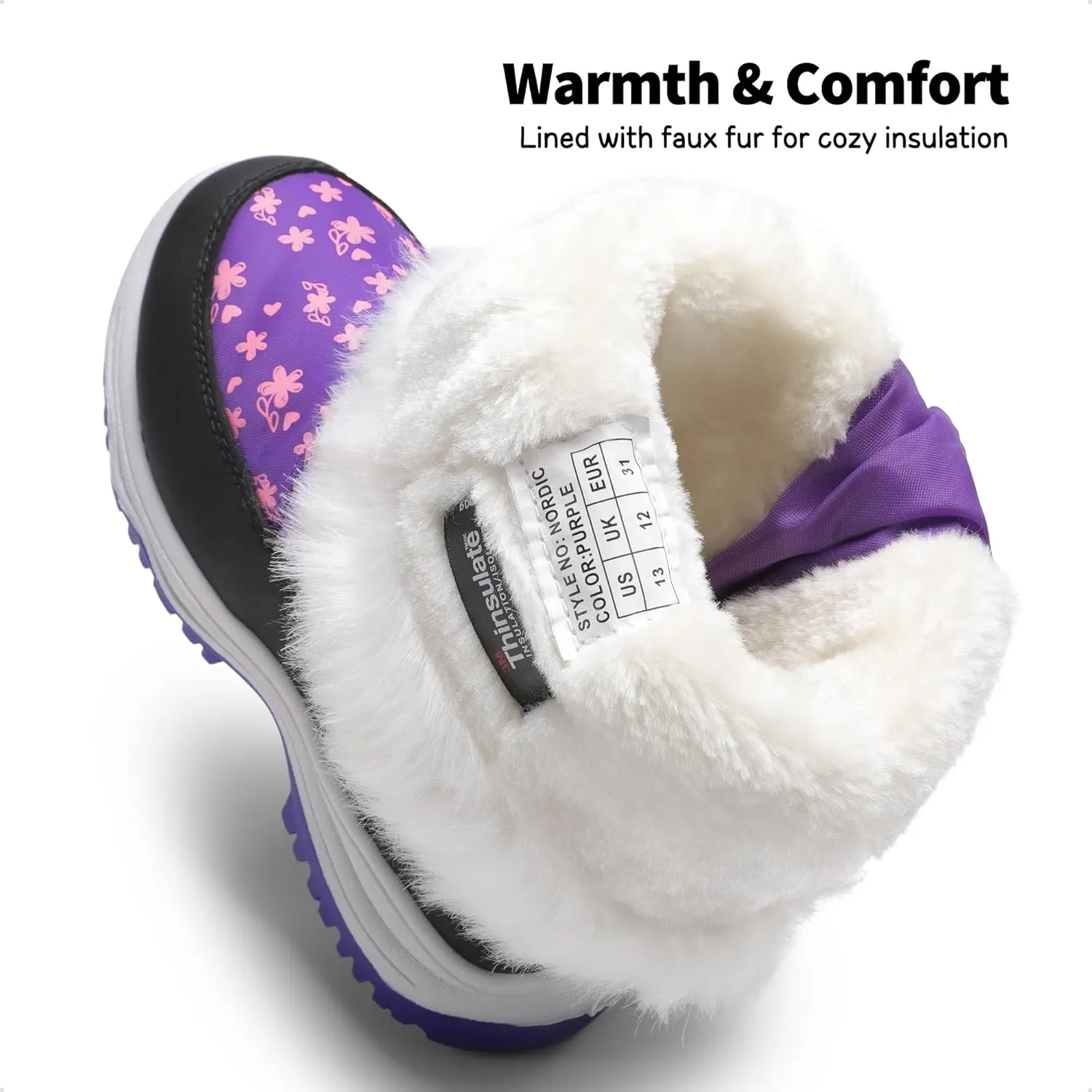 DREAM PAIRS Girls Snow Boots Warm Cozy Anti-Slip Lightweight Mid Calf Faux Fur Lining Winter Shoes for Little/Big Kids