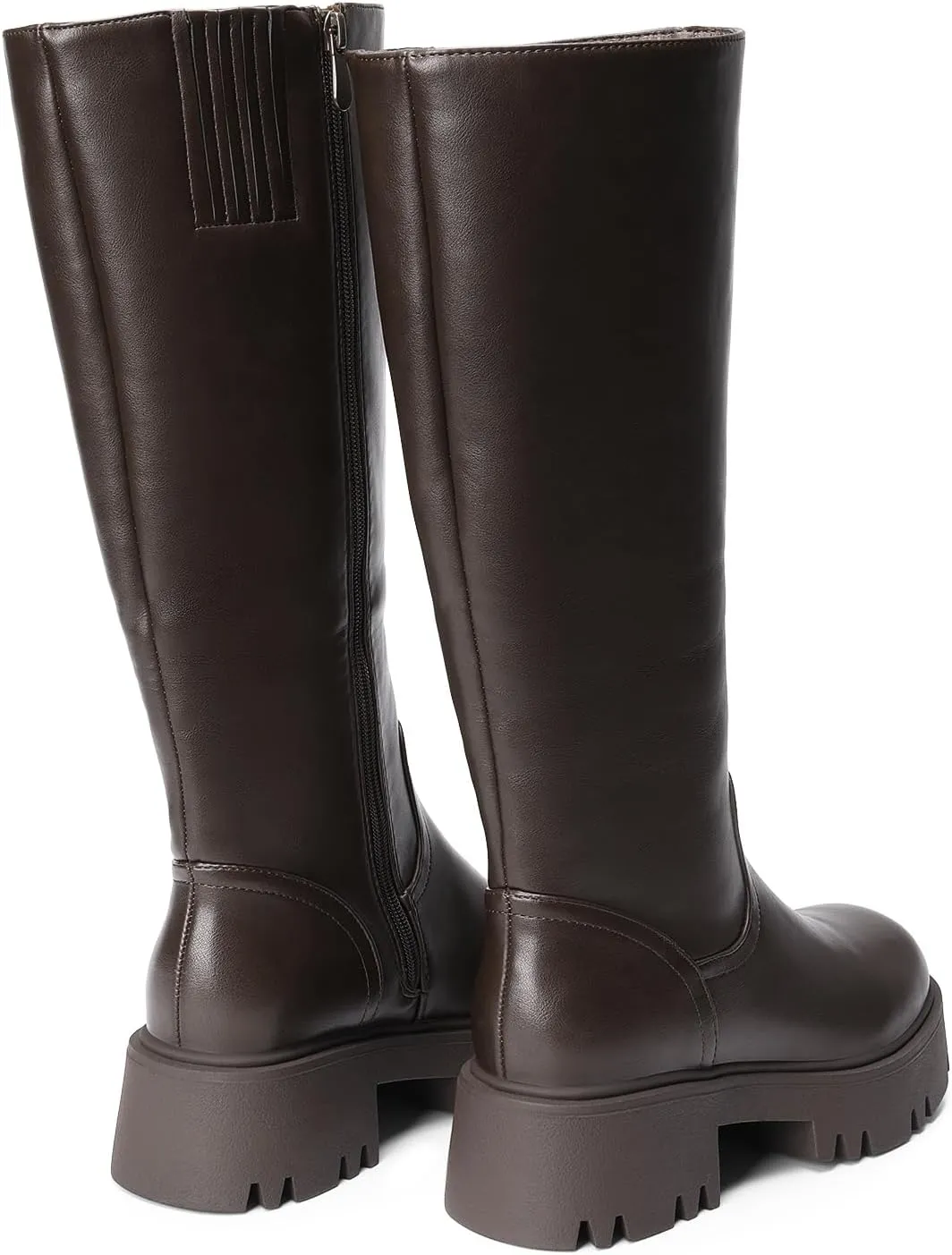 DREAM PAIRS Knee High Boots, Comfortable Chunky Platform Round-Toe Side Zip Boots for Women