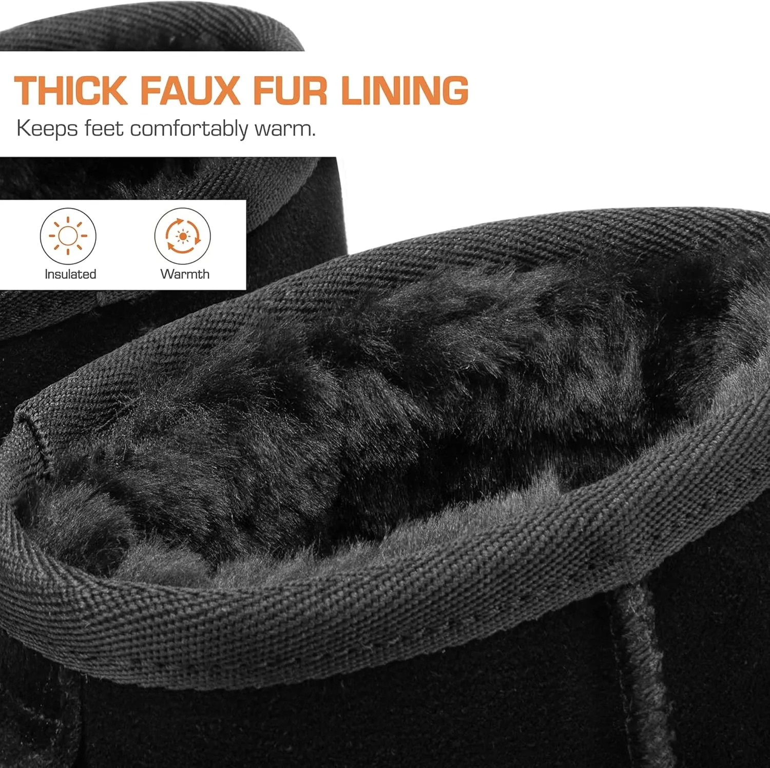 DREAM PAIRS Snow Boots for Women Genuine Suede Faux Fur Lining Water Resistant Anti-Slip Warm Winter Booties Slip On Memory Foam Comfort Ankle Boots FuzzyClassicⅡ Low Boots