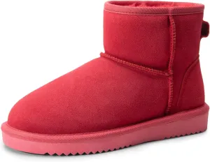 DREAM PAIRS Snow Boots for Women Genuine Suede Faux Fur Lining Water Resistant Anti-Slip Warm Winter Booties Slip On Memory Foam Comfort Ankle Boots FuzzyClassicⅡ Low Boots