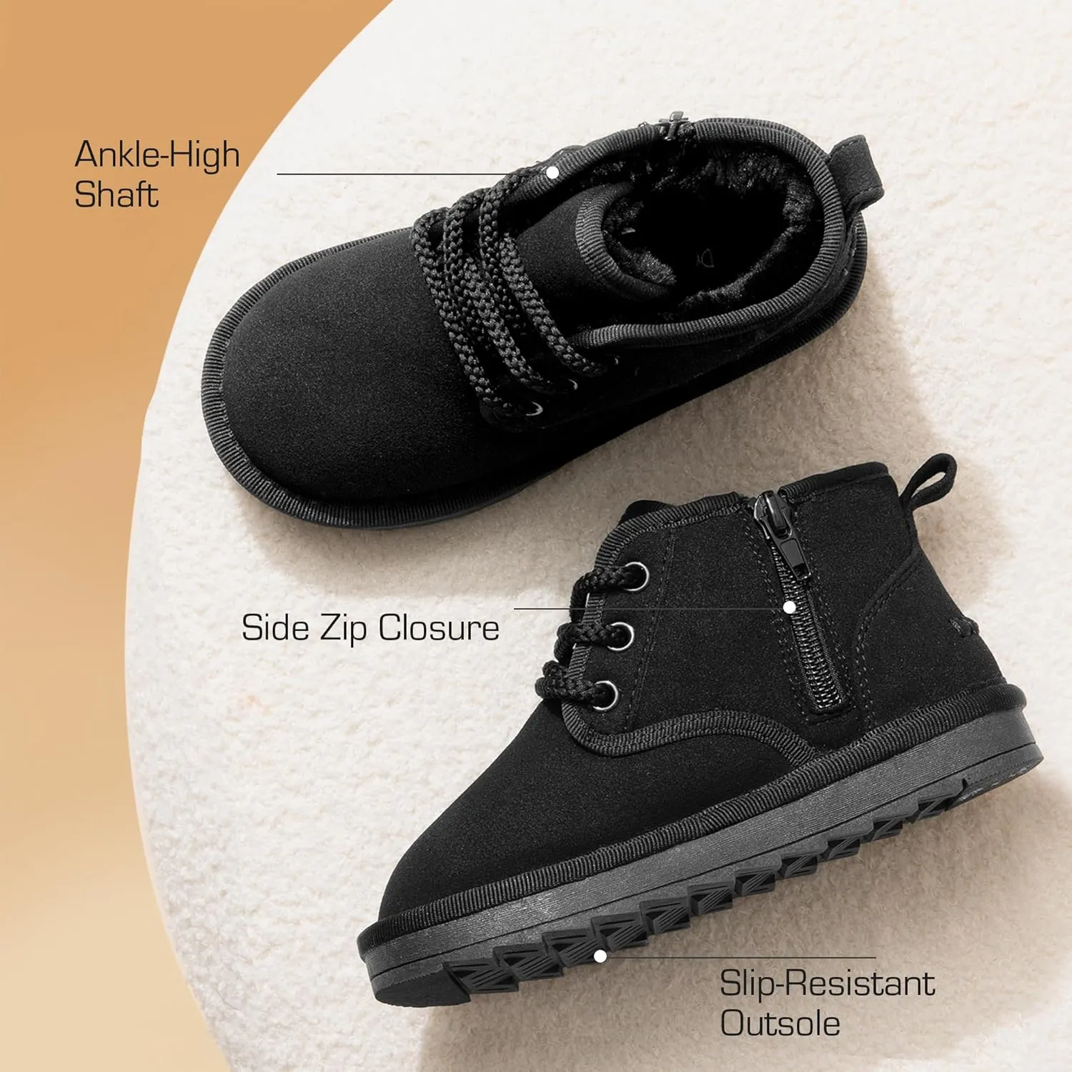 DREAM PAIRS Toddler Boots Kids Boys Girls Winter Zipper Warm Faux Fur FuzzyGo Kid's Cozy Walking Ankle Boots