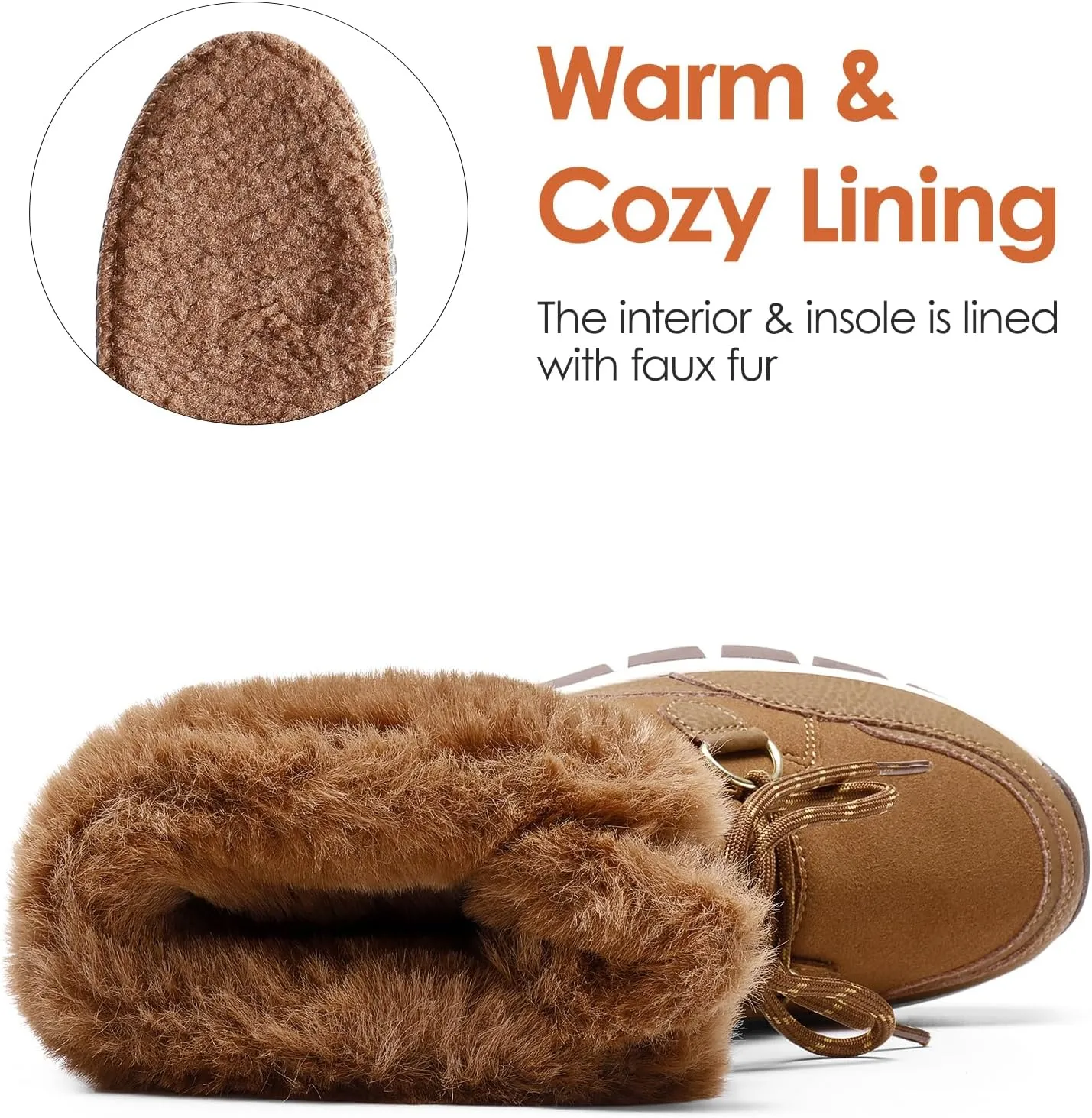 DREAM PAIRS Waterproof Snow Boots for Women, Faux Fur Cozy Warm Insulated Winter Boots Lace Up Mid-Calf Outdoor Shoes for Walking Hiking