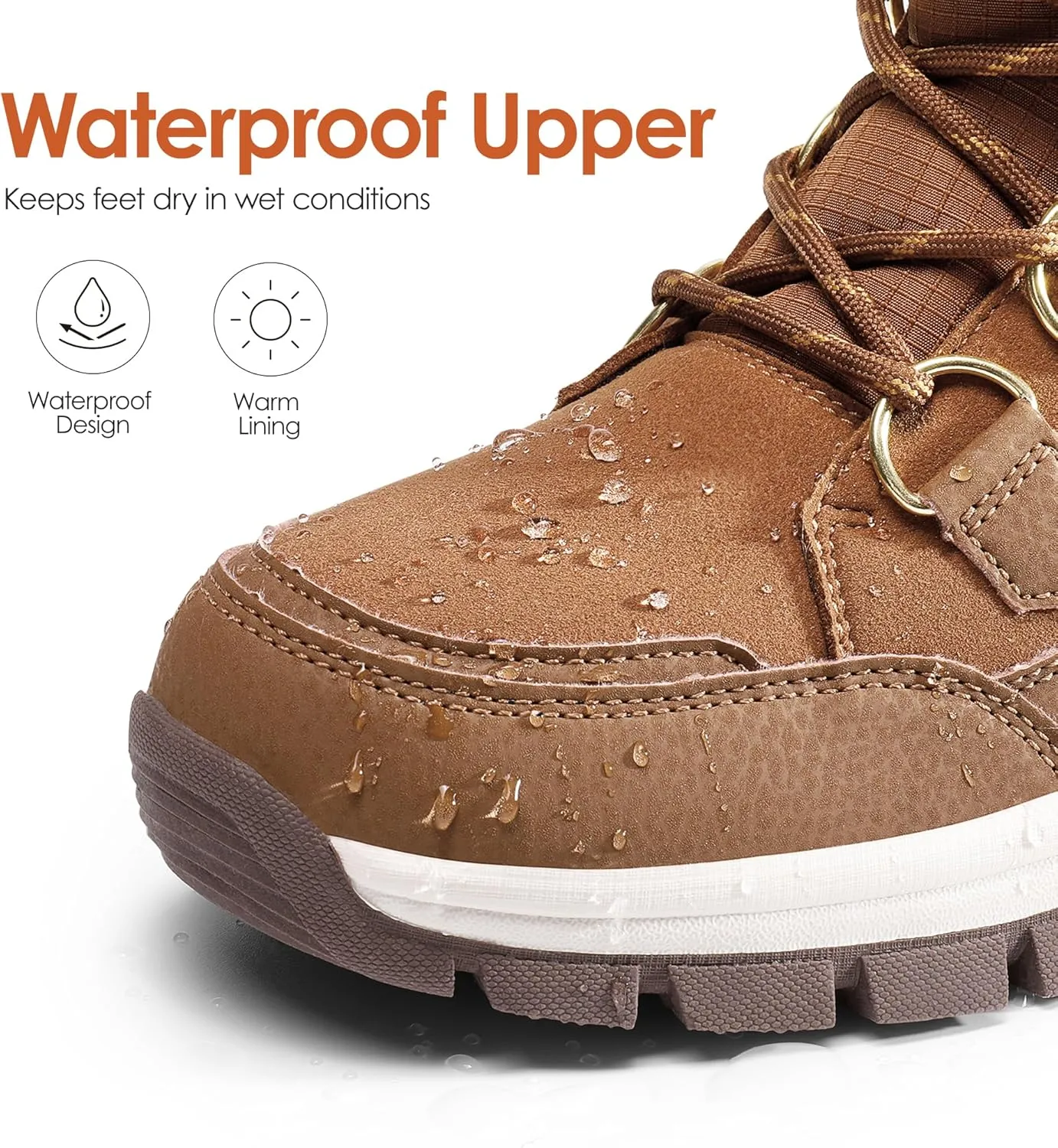 DREAM PAIRS Waterproof Snow Boots for Women, Faux Fur Cozy Warm Insulated Winter Boots Lace Up Mid-Calf Outdoor Shoes for Walking Hiking