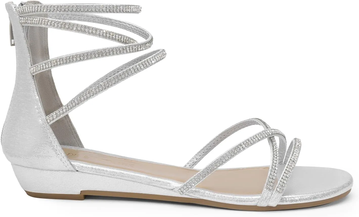 DREAM PAIRS Women's Ankle Strap Flat Sandals Summer Dressy Strappy Gladiator Rhinestones Sandals