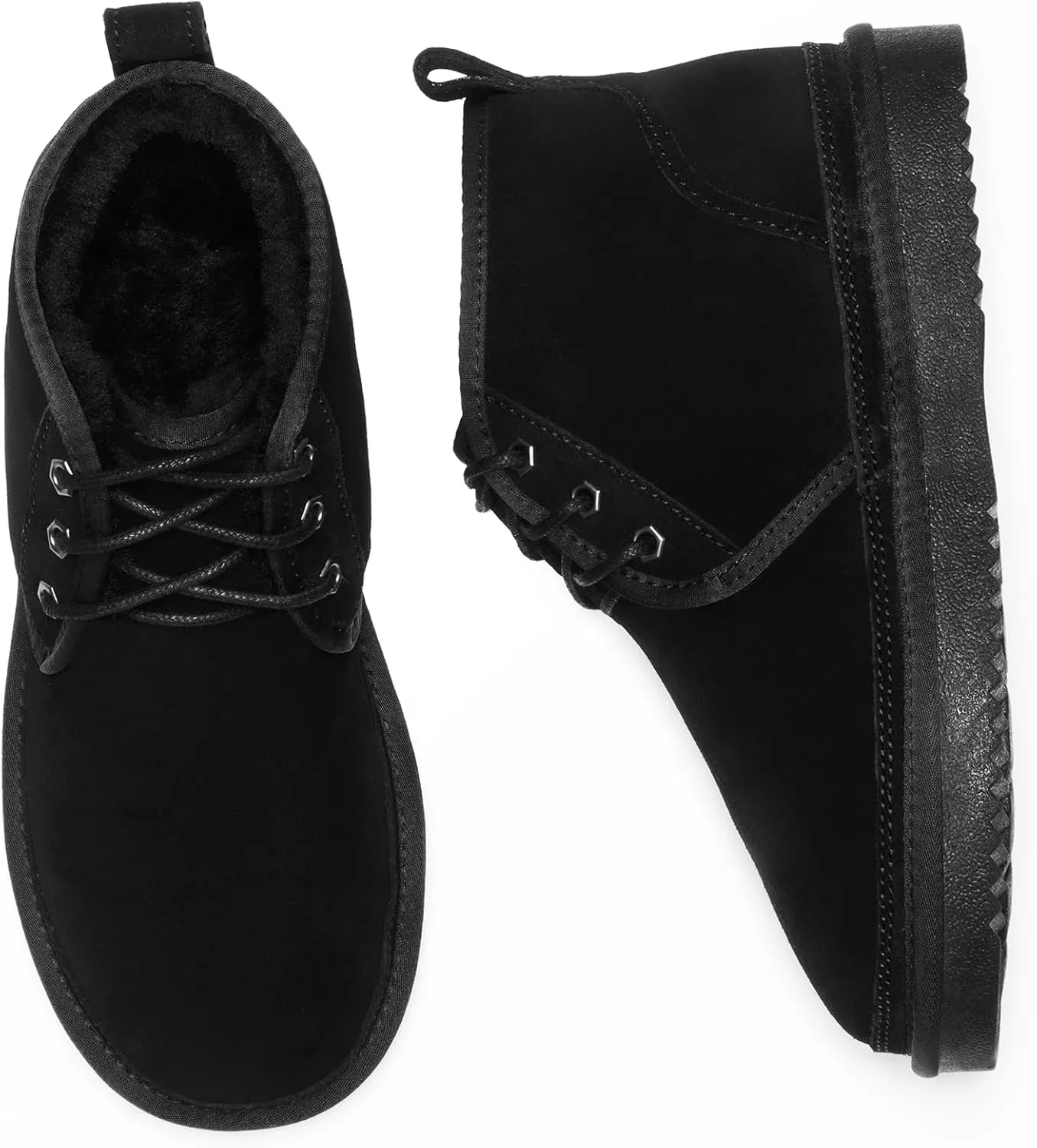 DREAM PAIRS Women's Ankle Winter Boots Genuine Suede Leather Faux Fur Lace Up Snow Warm Comfort Cozy Short Booties FuzzyGo Women's Cozy