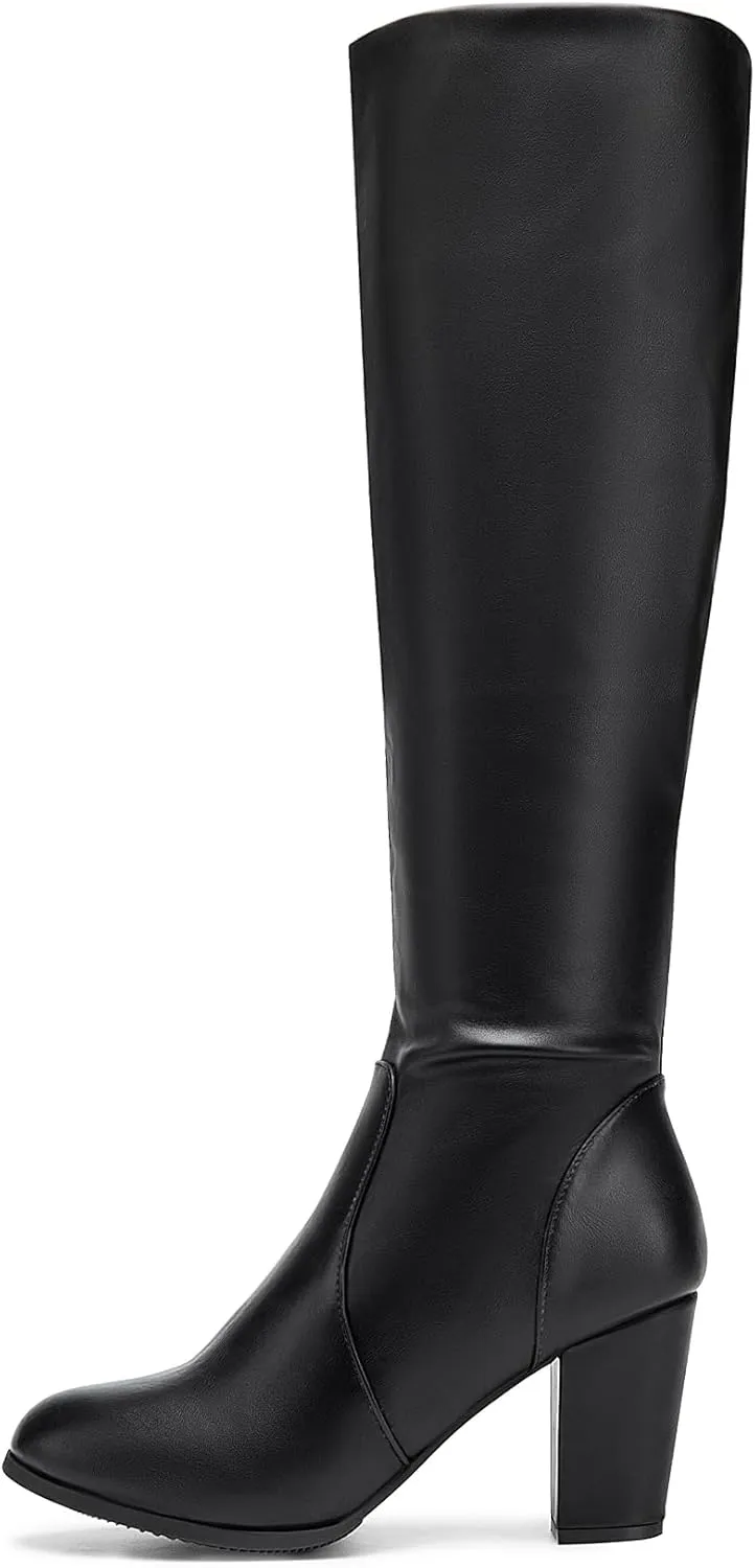 DREAM PAIRS Women's Chunky Heel Knee High and Up Boots