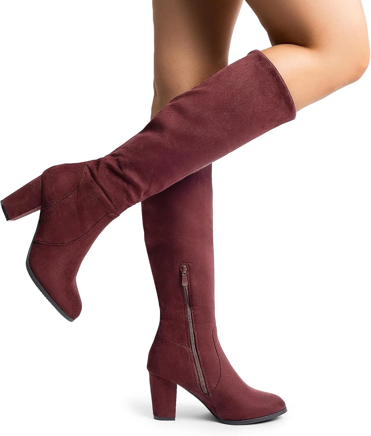DREAM PAIRS Women's Chunky Heel Knee High and Up Boots