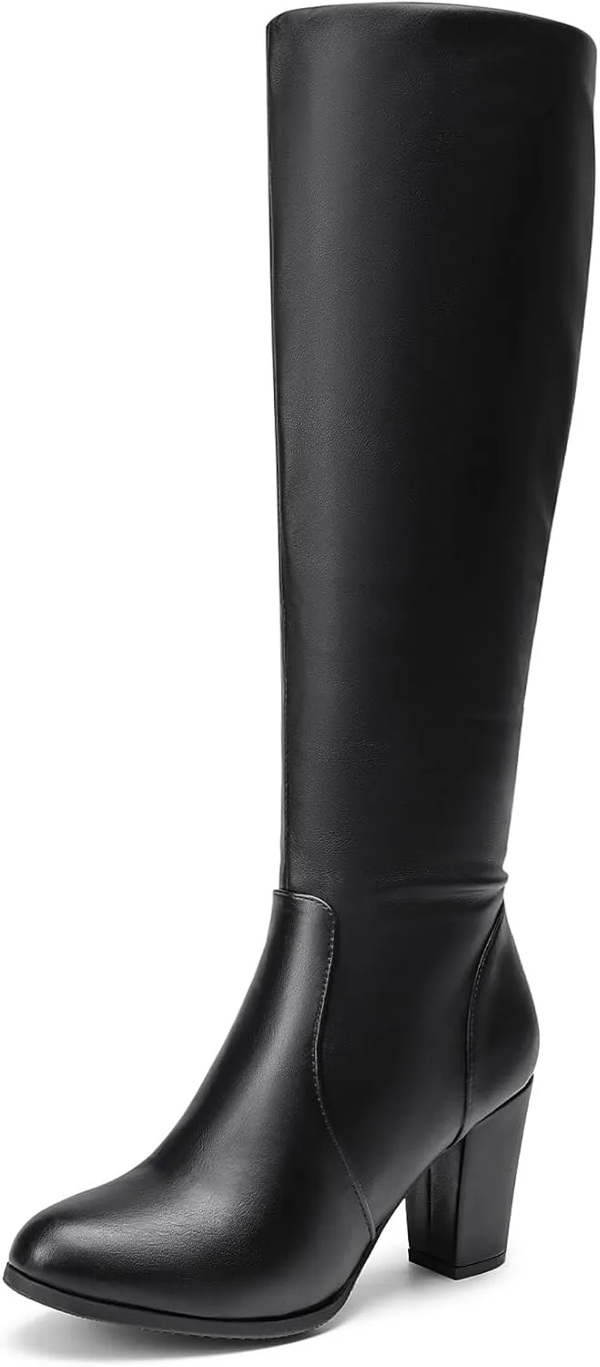 DREAM PAIRS Women's Chunky Heel Knee High and Up Boots