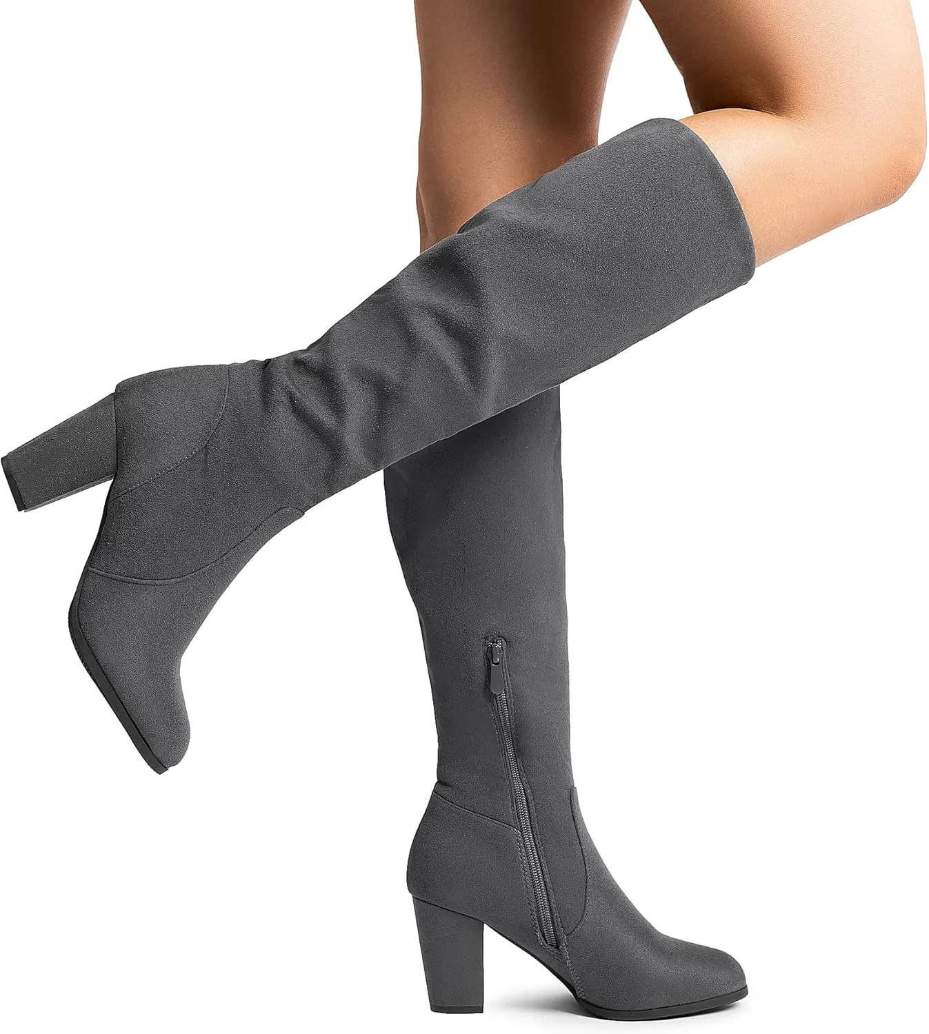 DREAM PAIRS Women's Chunky Heel Knee High and Up Boots
