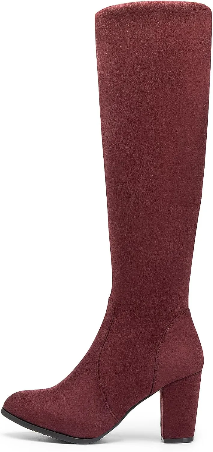 DREAM PAIRS Women's Chunky Heel Knee High and Up Boots