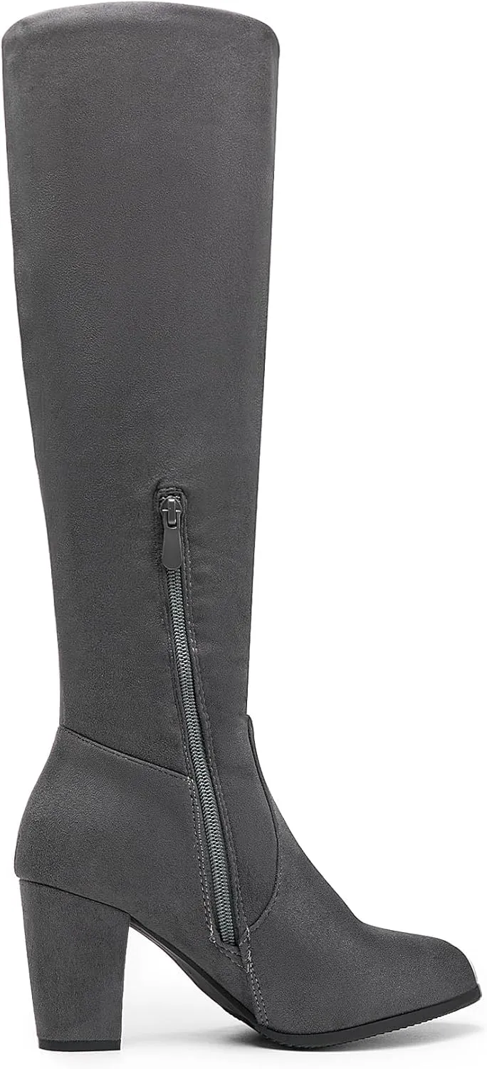 DREAM PAIRS Women's Chunky Heel Knee High and Up Boots