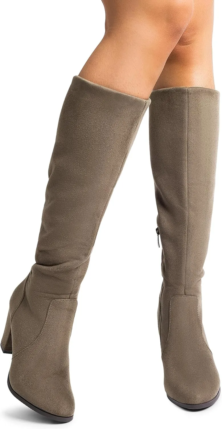 DREAM PAIRS Women's Chunky Heel Knee High and Up Boots