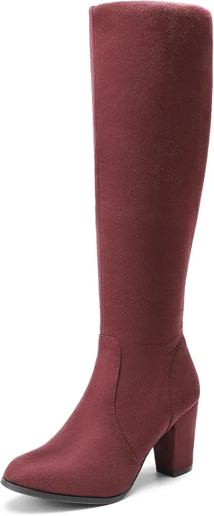 DREAM PAIRS Women's Chunky Heel Knee High and Up Boots