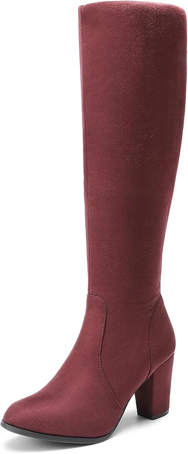 DREAM PAIRS Women's Chunky Heel Knee High and Up Boots