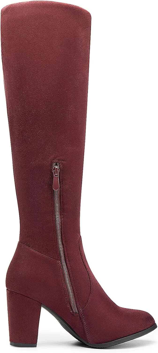 DREAM PAIRS Women's Chunky Heel Knee High and Up Boots