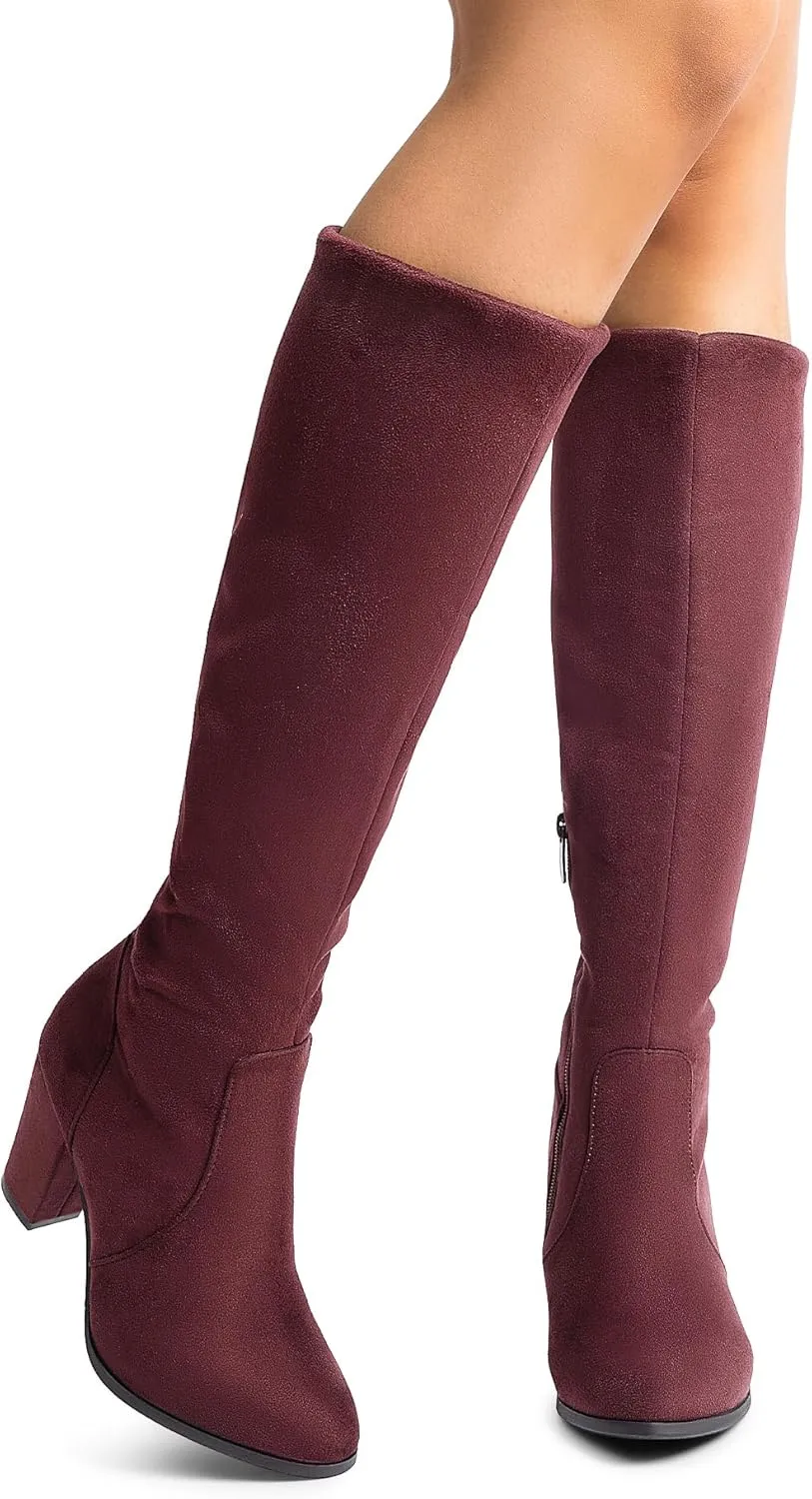DREAM PAIRS Women's Chunky Heel Knee High and Up Boots
