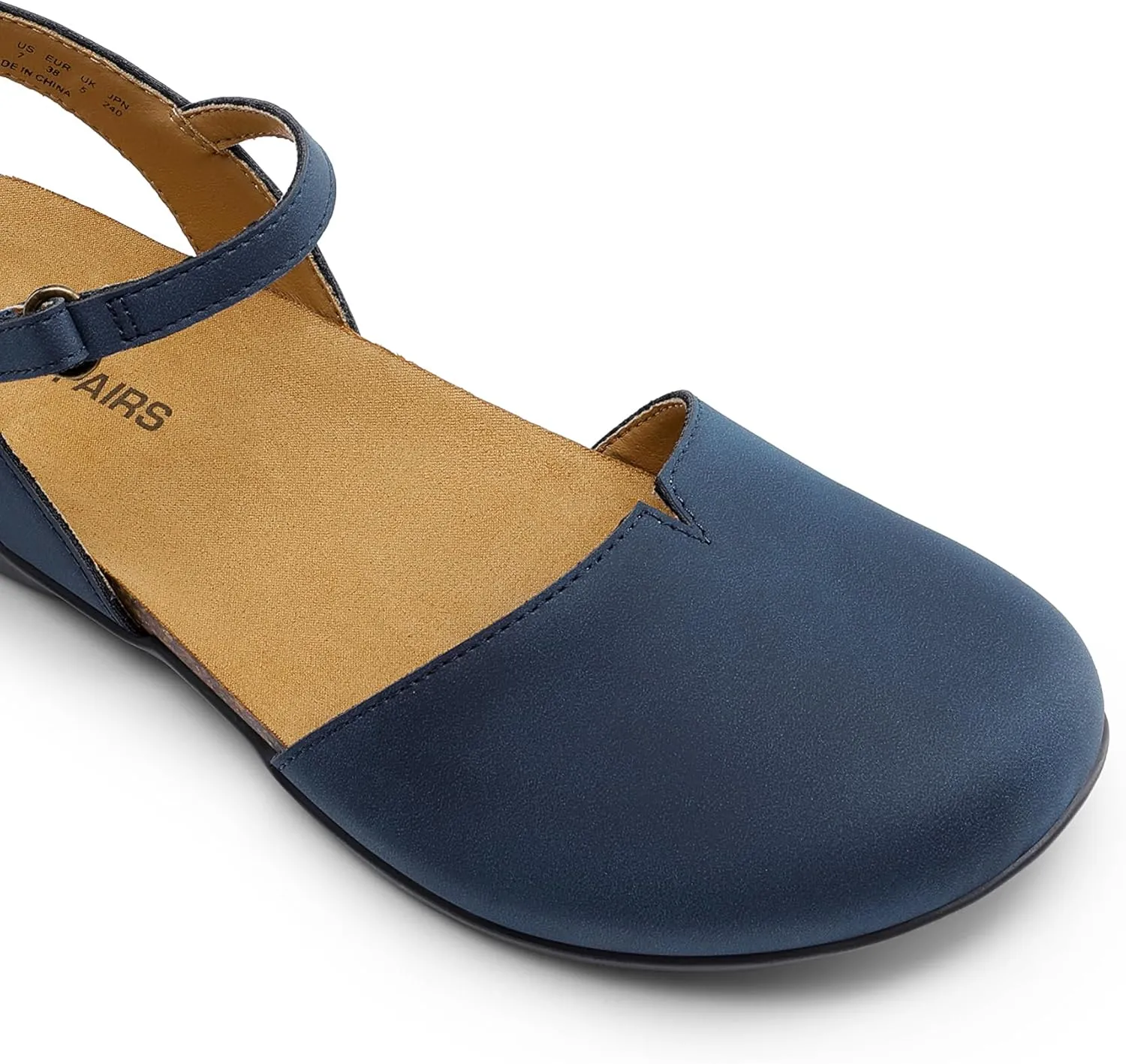 DREAM PAIRS Women's Closed Toe Sandals Arch Support Comfort Cork Footbed Flat Sandals Summer Shoes