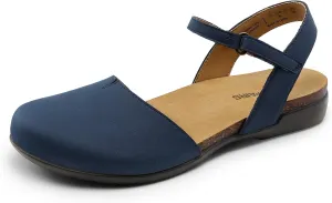 DREAM PAIRS Women's Closed Toe Sandals Arch Support Comfort Cork Footbed Flat Sandals Summer Shoes