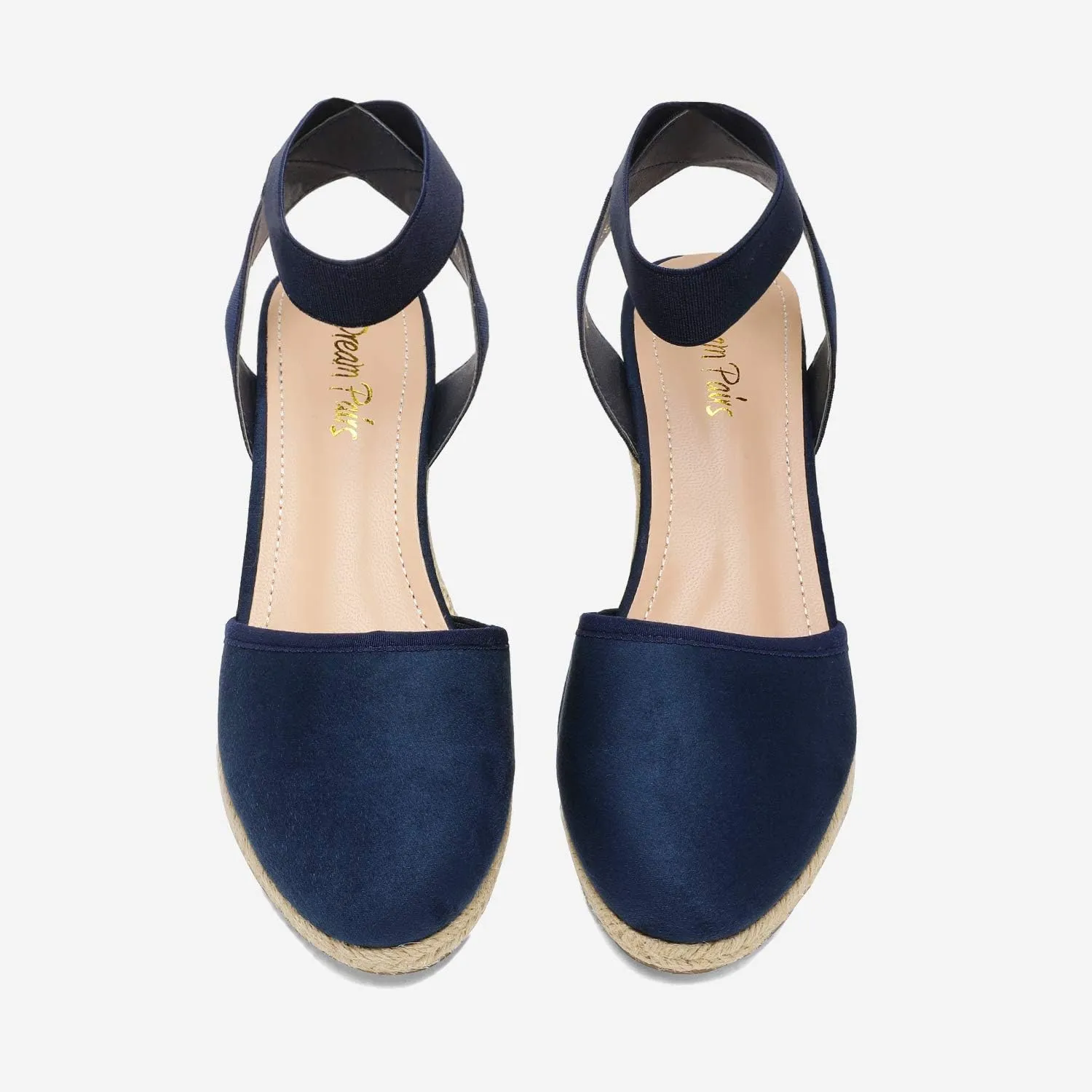 DREAM PAIRS Women's Elastic Ankle Strap Espadrilles Wedge Sandals