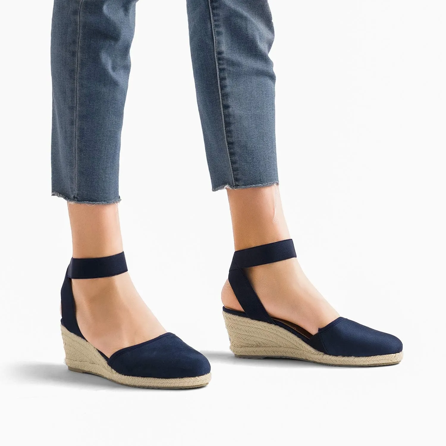 DREAM PAIRS Women's Elastic Ankle Strap Espadrilles Wedge Sandals
