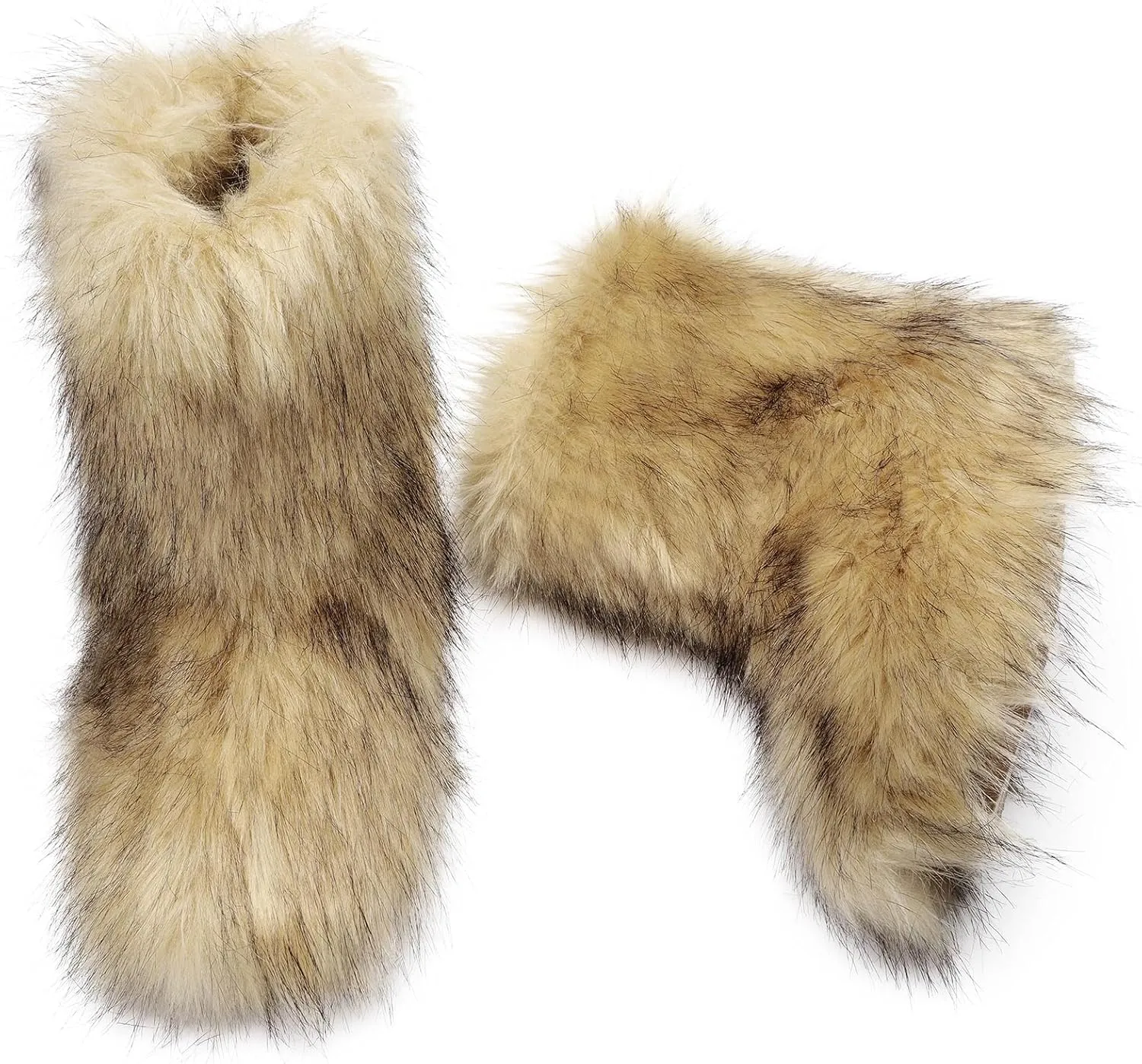 DREAM PAIRS Women's Faux Fur Boot Furry Snow Boot Mid Calf Boots Warm Flat Outsole Fur Lined Fashion Winter Boots FuzzyChic Fantasia
