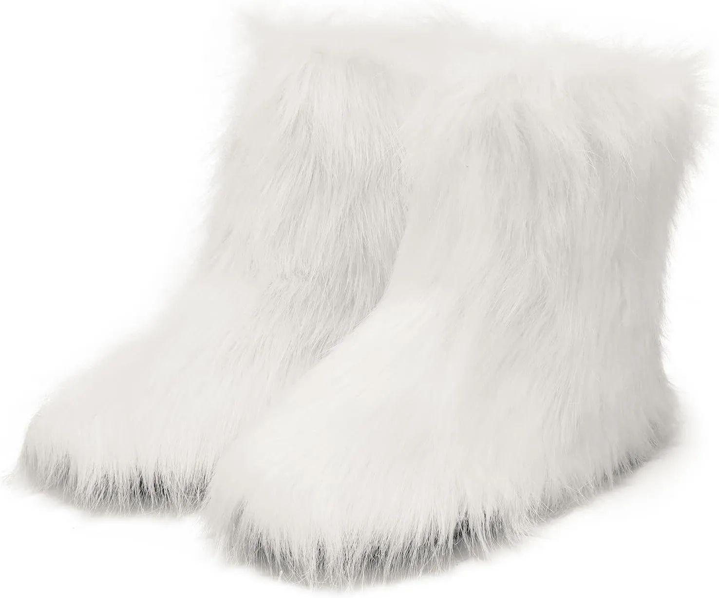 DREAM PAIRS Women's Faux Fur Boot Furry Snow Boot Mid Calf Boots Warm Flat Outsole Fur Lined Fashion Winter Boots FuzzyChic Fantasia