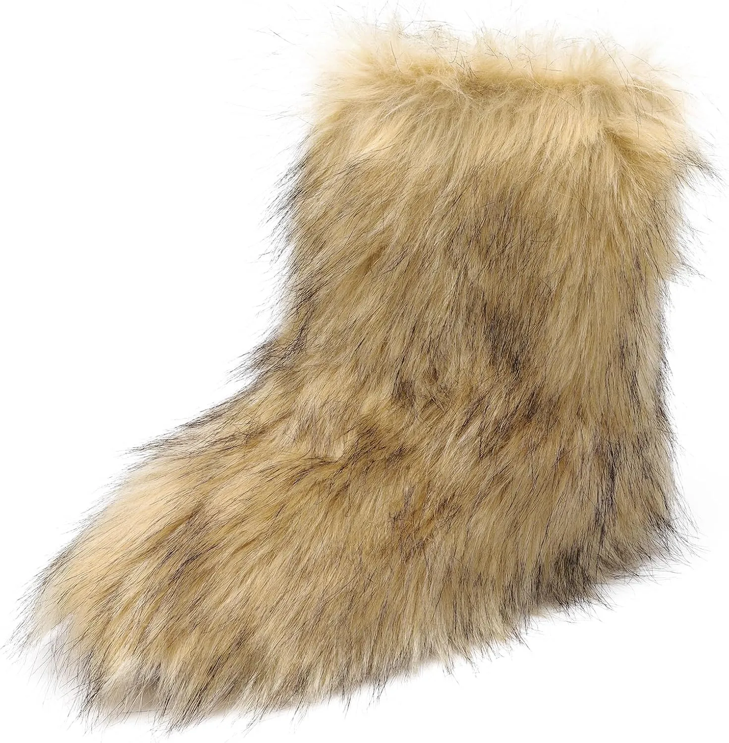 DREAM PAIRS Women's Faux Fur Boot Furry Snow Boot Mid Calf Boots Warm Flat Outsole Fur Lined Fashion Winter Boots FuzzyChic Fantasia