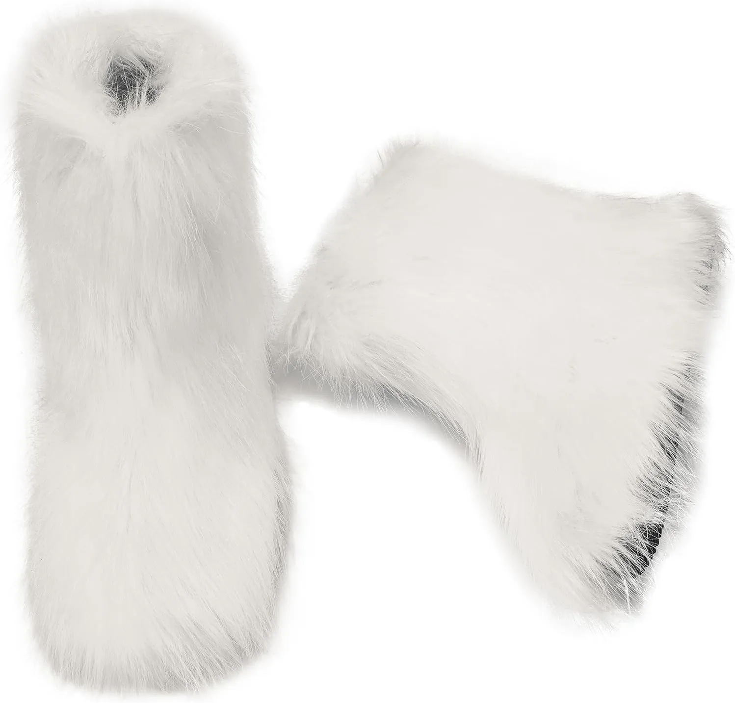 DREAM PAIRS Women's Faux Fur Boot Furry Snow Boot Mid Calf Boots Warm Flat Outsole Fur Lined Fashion Winter Boots FuzzyChic Fantasia