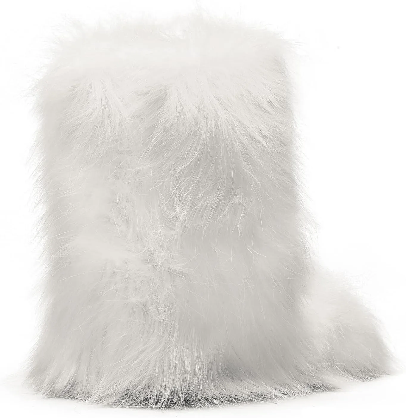 DREAM PAIRS Women's Faux Fur Boot Furry Snow Boot Mid Calf Boots Warm Flat Outsole Fur Lined Fashion Winter Boots FuzzyChic Fantasia