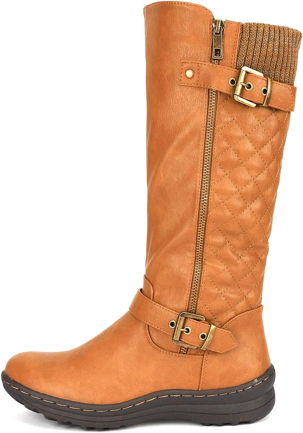 DREAM PAIRS Women's Faux Fur Knee High Boot Round Toe Fall Winter Boots