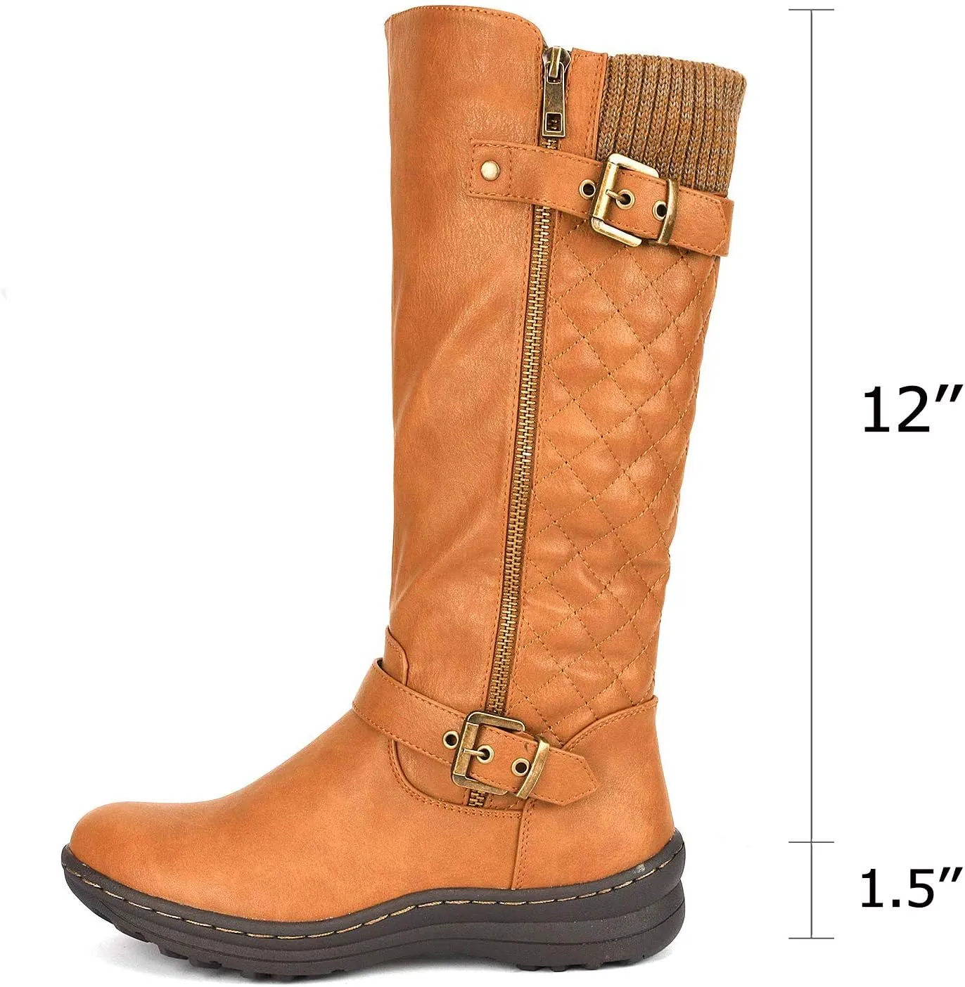DREAM PAIRS Women's Faux Fur Knee High Boot Round Toe Fall Winter Boots