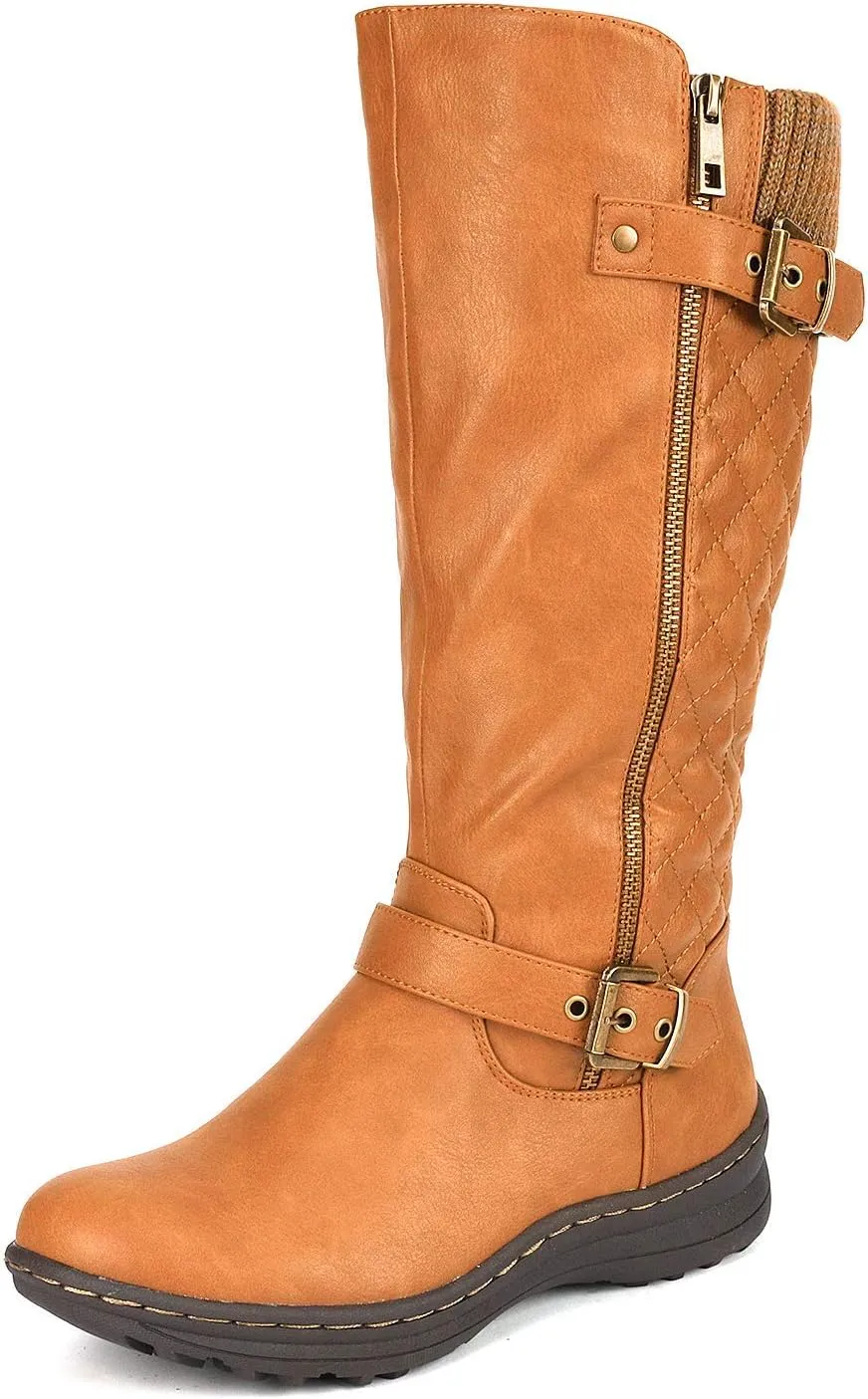 DREAM PAIRS Women's Faux Fur Knee High Boot Round Toe Fall Winter Boots