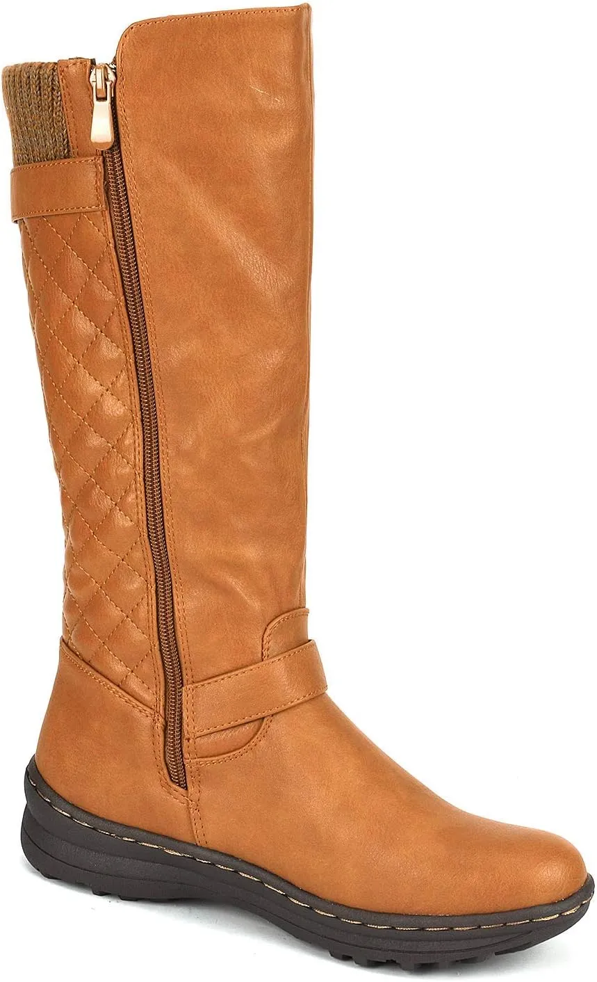 DREAM PAIRS Women's Faux Fur Knee High Boot Round Toe Fall Winter Boots