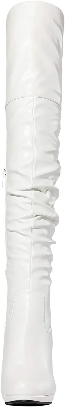DREAM PAIRS Women's HIGHPLAT Black Chunky Thigh High Over The Knee High Heel Boots