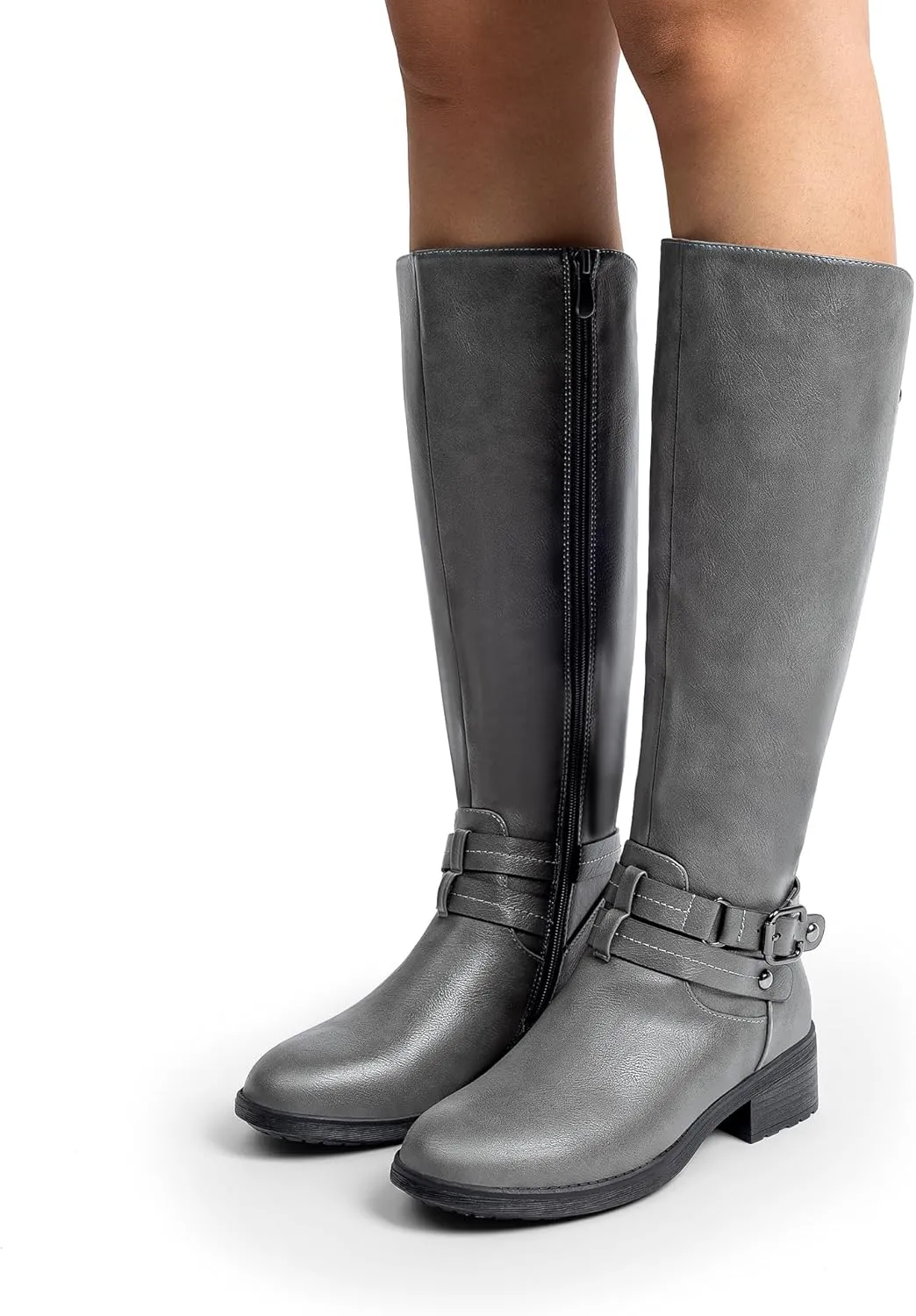 DREAM PAIRS Women's Knee High Boots, Buckle Riding Boots