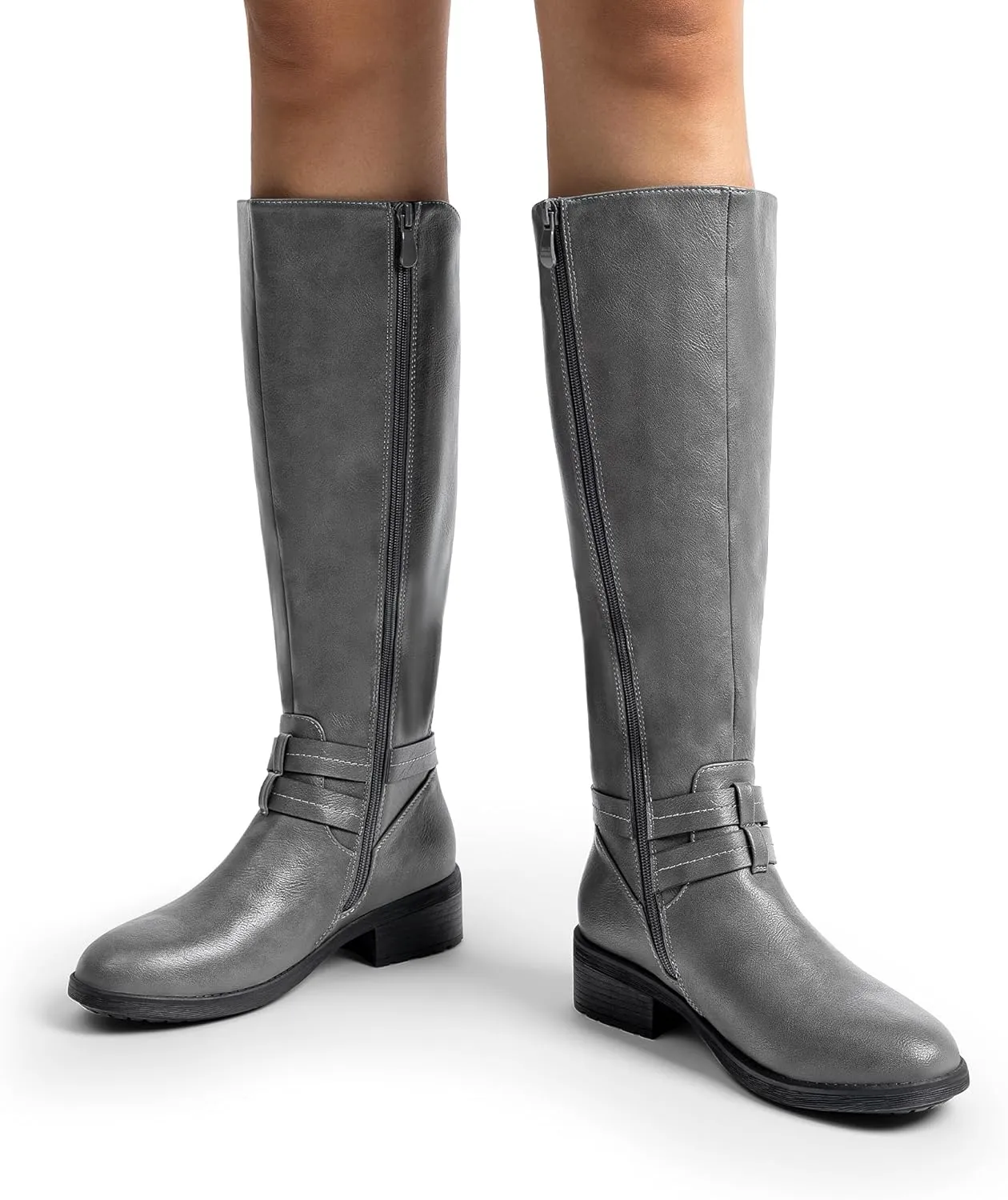 DREAM PAIRS Women's Knee High Boots, Buckle Riding Boots