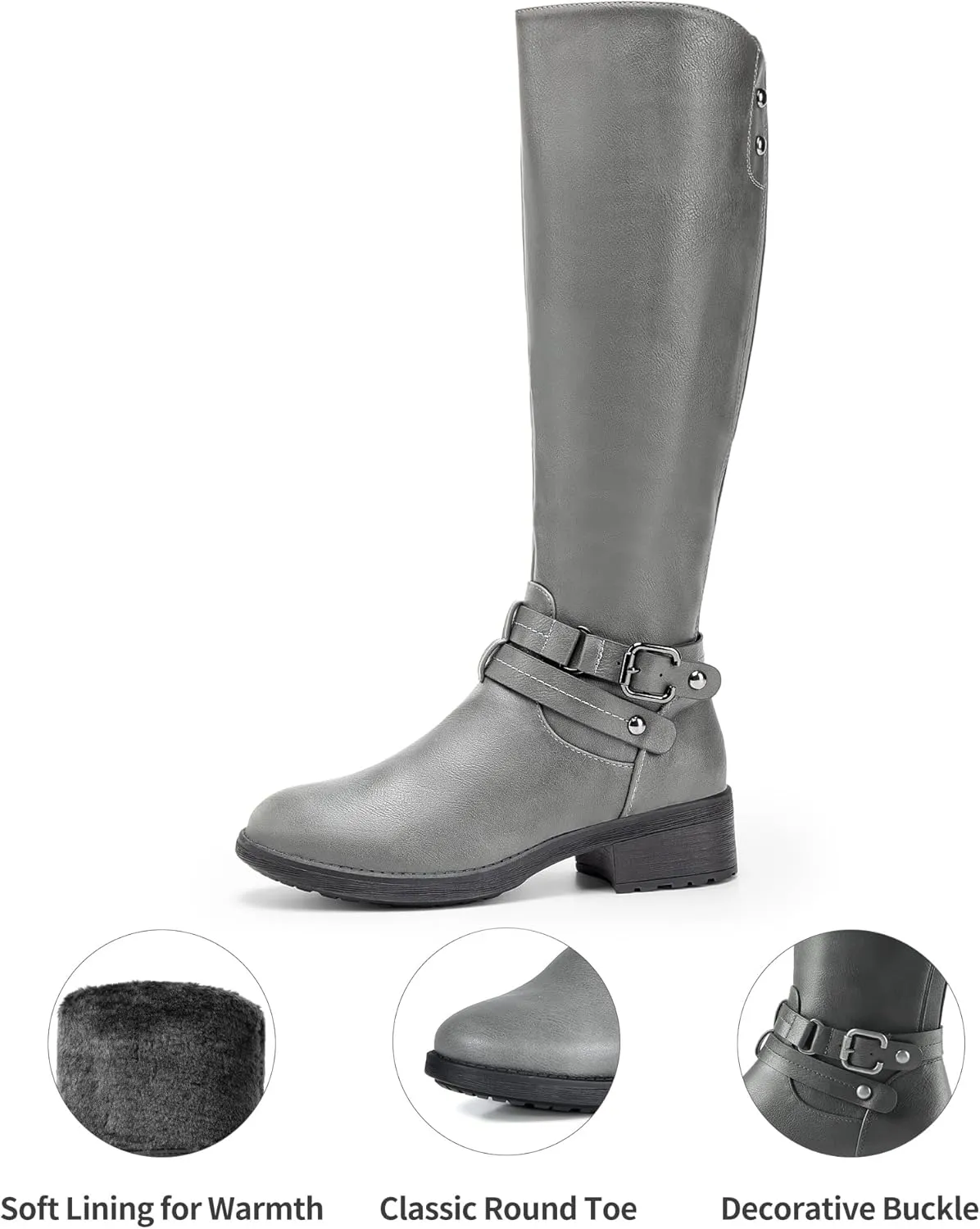 DREAM PAIRS Women's Knee High Boots, Buckle Riding Boots