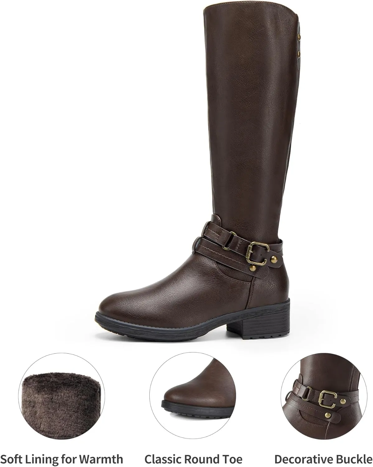 DREAM PAIRS Women's Knee High Boots, Buckle Riding Boots