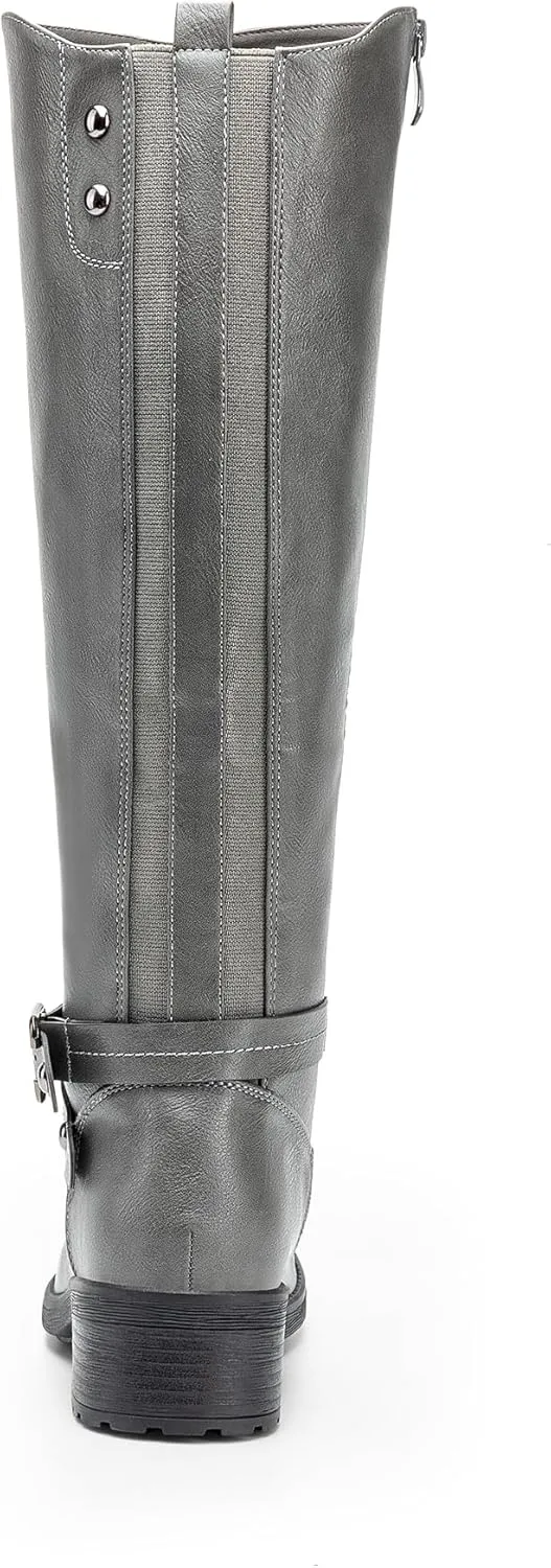 DREAM PAIRS Women's Knee High Boots, Buckle Riding Boots