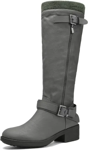 DREAM PAIRS Women's Knee High Boots Wide Calf Low Heel Riding Boots Fall Tall Boots for Women