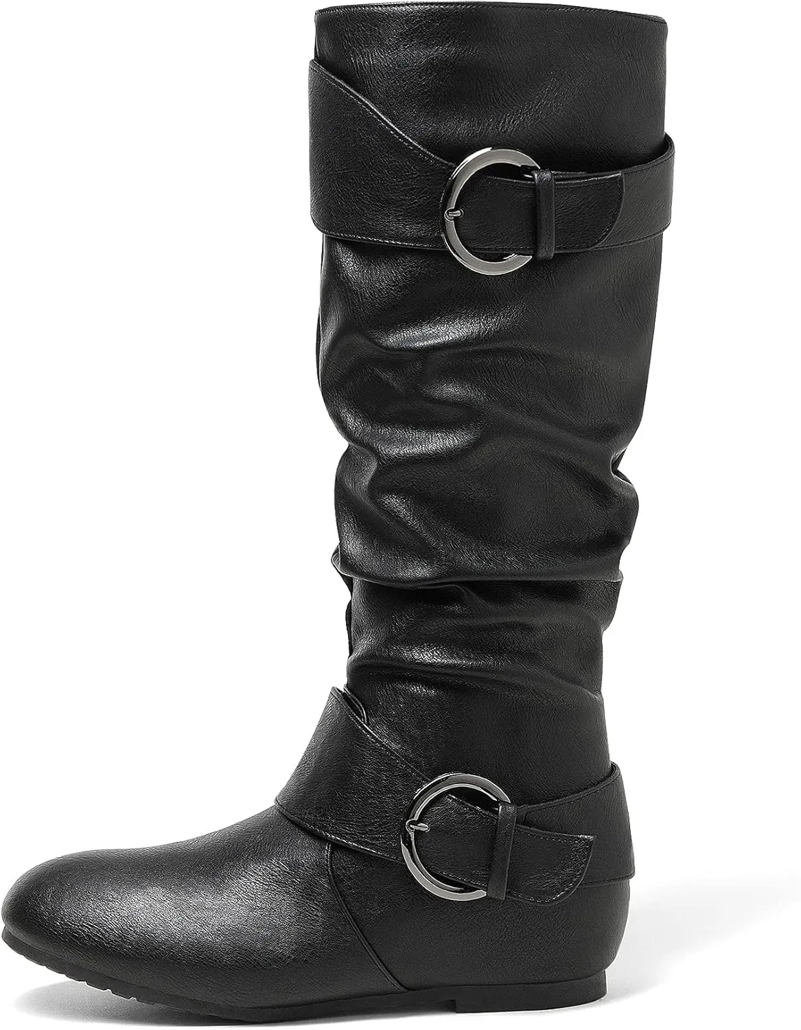 DREAM PAIRS Women's Knee High Low Hidden Wedge Boots Suede Faux Fur Lining Side Zipper Knee High Boots