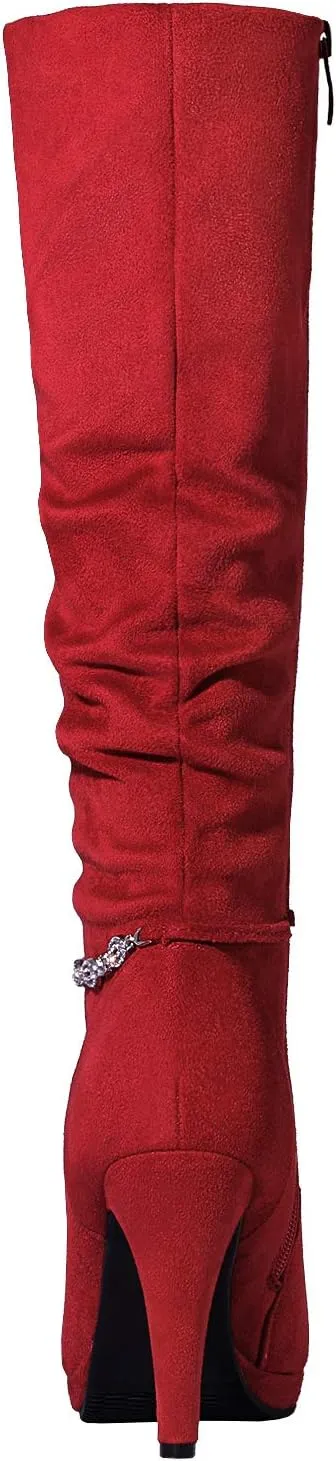 DREAM PAIRS Women's Knee High Platform Heel Boots