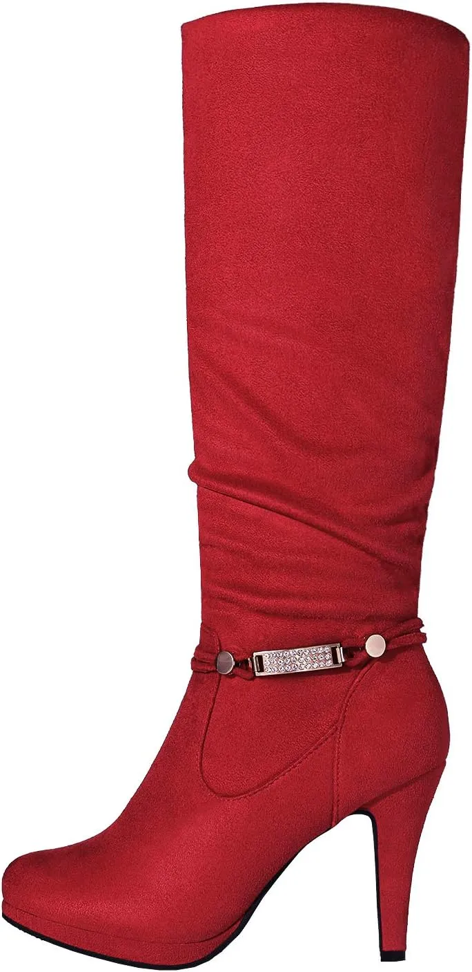 DREAM PAIRS Women's Knee High Platform Heel Boots