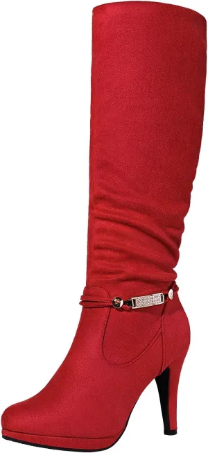 DREAM PAIRS Women's Knee High Platform Heel Boots