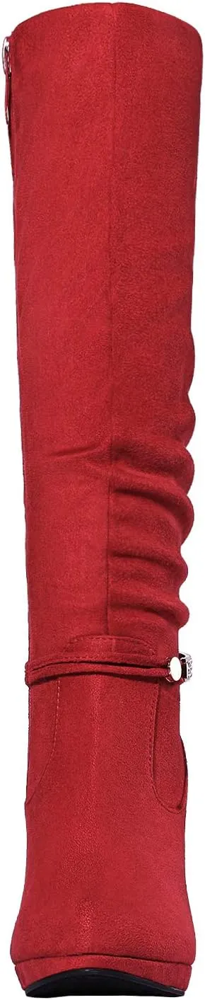 DREAM PAIRS Women's Knee High Platform Heel Boots